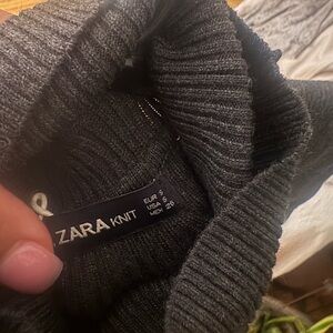 Zara Charcoal Ribbed Knit Top